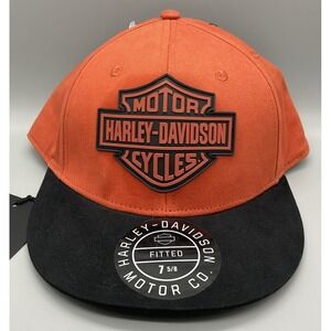 Vintage-Style Genuine HARLEY DAVIDSON 2XL B&S Orange Woven BB CAP 7-5/8 NWT #394